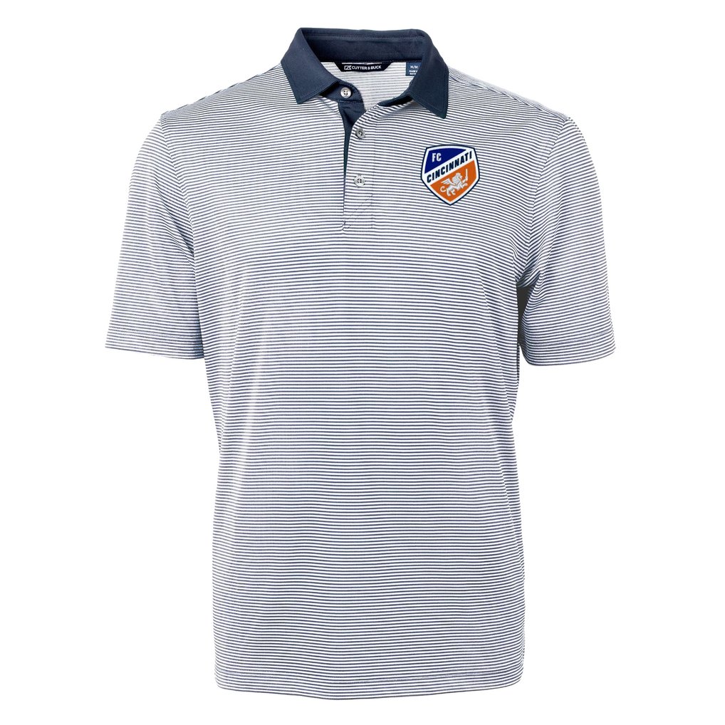  FC Cincinnati Cutter & Buck Virtue Eco Pique Micro Stripe Recycled Polo - Navy